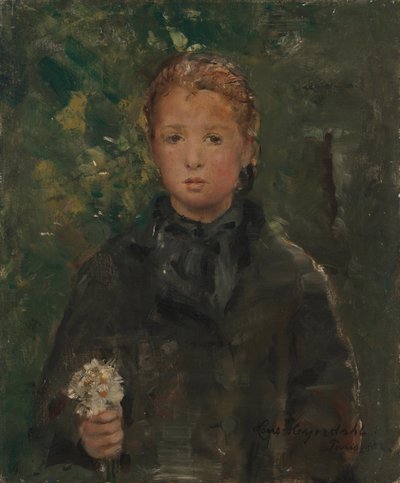 Portrait of a Girl with a Bunch of Flowers by Hans Olaf Heyerdahl